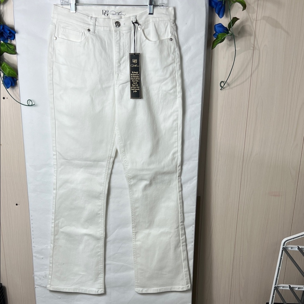 DG2 by Diane Gilman Women's Straight Leg Jeans in White